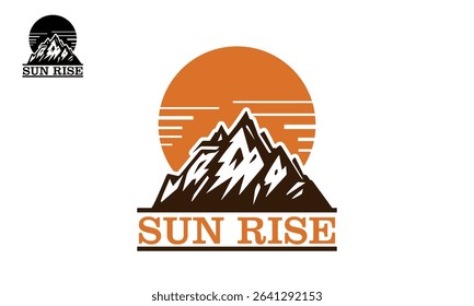 sun rise and elegant mountain logo, great icon for company vector illustrations