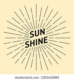 Sun Rise icon, shine and burst line vector illustration