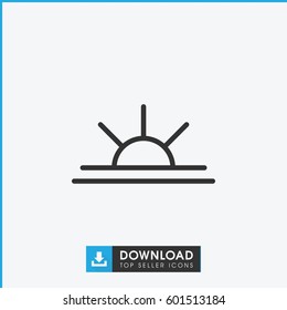 sun rise icon. simple outline sun rise vector icon. on white background.