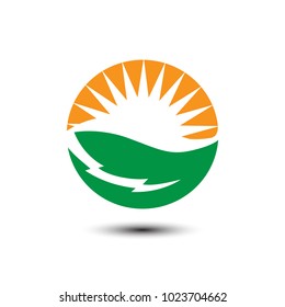 Sun rise Leaf Logo vector