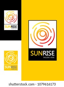 sun rise logo set colorful style for travel company, eco firm, technology brand, t shirt, summer fest, emblem, natural energy symbol, logotype, tag, stamp, banner. Sun icon. vector illustration 10 eps