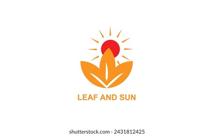 Plantilla de vector de diseño de logotipo de Sun rise over Leaves.