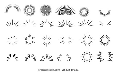 Sun rise set, sunset vector icons, sunburst rays collection - Copy

