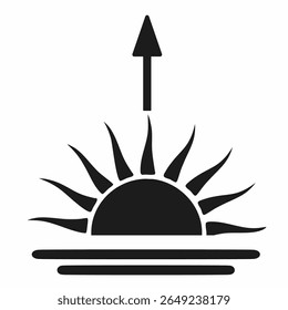 Sun rise symbol with upward arrow indicating growth and progress
