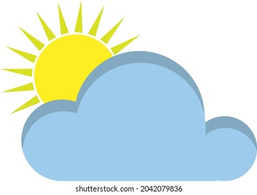 The sun rising from behind the clouds professionally on a white background