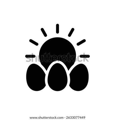 Sun rising behind three eggs symbolizing new beginnings