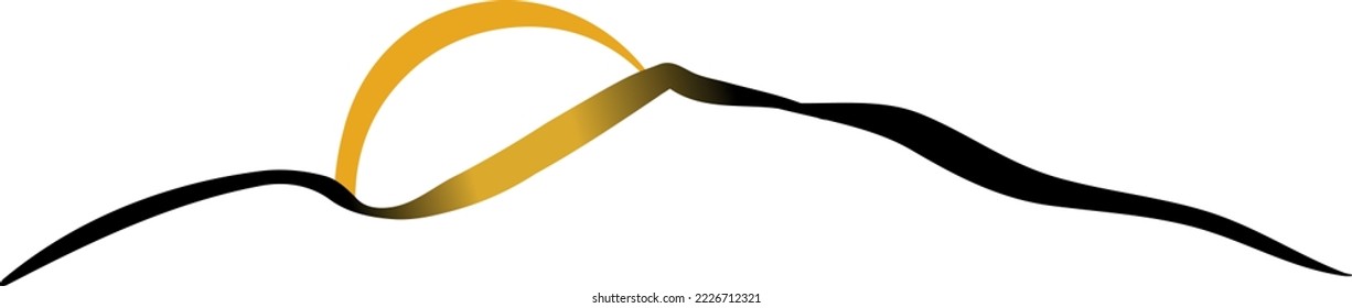 Sun rising From Mountain Simple Unique Design - (Editable file) - Vector Illustration