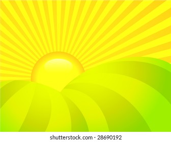 Sun rising over hills