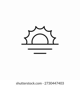 sun rising over water icon sign vector