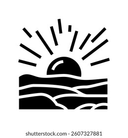 sun rising slow living glyph icon vector. sun rising slow living sign. isolated symbol illustration