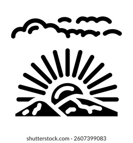 sun rising slow living glyph icon vector. sun rising slow living sign. isolated symbol illustration