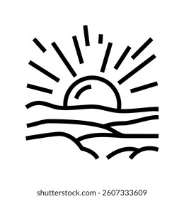 sun rising slow living line icon vector. sun rising slow living sign. isolated contour symbol black illustration