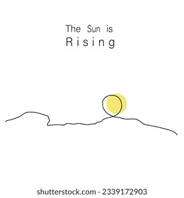 Sun rising theme line art, vector , illustration. 