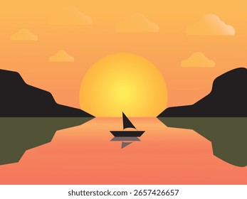 Noche de Sun River Boat Mountain 