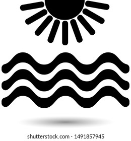 Sol, icono del río aislado en un fondo blanco.