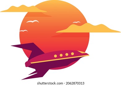 Sun and Rocket view vector element, Print on demand, fashion, surface, tshirt