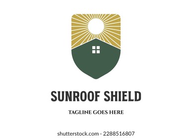 Sun Roof House Shield for Protect or Protection Logo Design