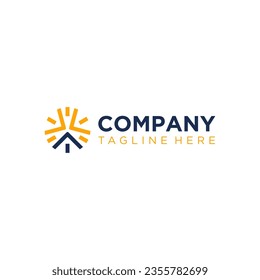 Sun and Roof logo concept for Solar energy company logo vector