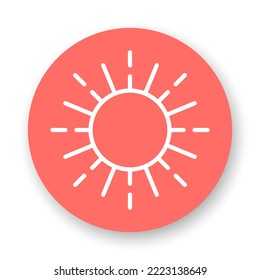 Icono de la ronda solar. Elemento vector de línea blanca sobre fondo rojo. Mejor para aplicaciones móviles y diseño web.