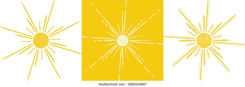 Sun Rubber Stamp Retro Distressed Texture Vector Artwork 