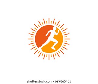 Sun Run Icon Logo Design Element