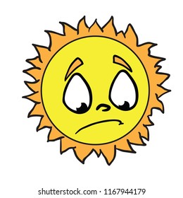 sun sad cartoon illustration isolated on white