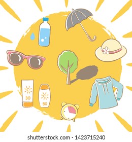 Sun Safety Illustration For Summer. Healthy Skin Care Concept