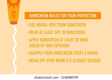 Sun Safety Rules. Sun Protection Infographics. Vector Illustration