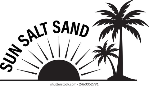 Sun Salt Sand Retro Sunset Summer Tree T-shirt Design