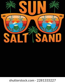Diseño de camisetas de verano de sal solar y arena