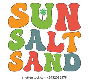 Sun Salt Sand T-shirt, Happy Summer Day T-shirt, Happy Summer Day Retro svg,Hello Summer Retro Svg,summer Beach Vibes Shirt, Vacation, Cut File for Cricut svg