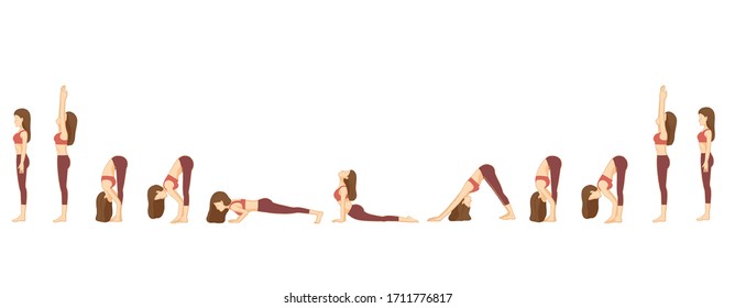 sun salutation Yoga pose - isolation yoga pose Cycle Surya Namaskara