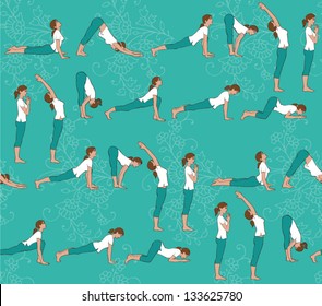 Sun Salutation Yoga Poses Pattern
