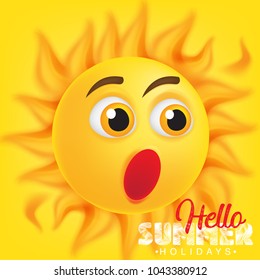 The sun says Hello Summer. Vector illustration.