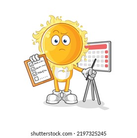 the sun schedule list vector. cartoon character