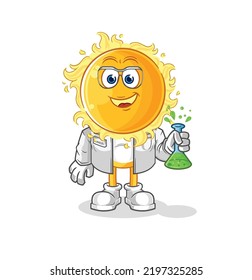 the sun scientist character. cartoon mascot vector