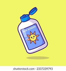 Sun Screen Lotion Cartoon Vector Icon Illustration. Beauty Object Icon Concept Isolated Premium Vector. Flat Cartoon Style