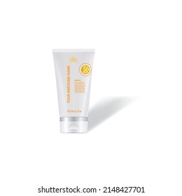 Sun screen tube on white background vector illustration