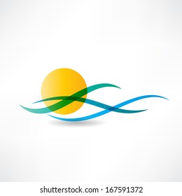 sun sea abstractly icon