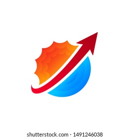 sun and sea with arrow logo design