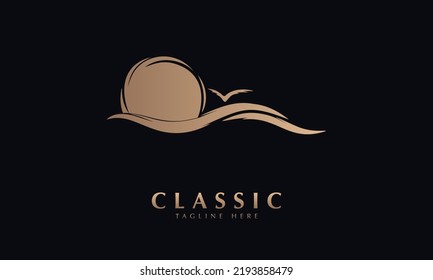 plantilla de monograma del logotipo del vector del ave marina