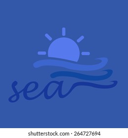 sun and sea blue icon
