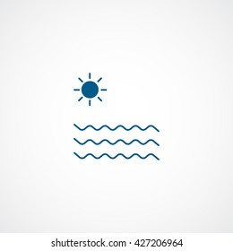 Sun and Sea Blue Icon On White Background