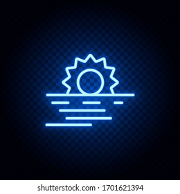sun, sea blue neon vector icon