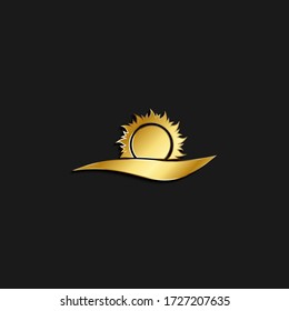 sun, sea, cloud gold icon. Vector illustration of golden style. Summer time on dark background