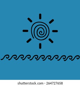 sun and sea drawing