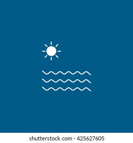 Sun and Sea Flat Icon On Blue Background