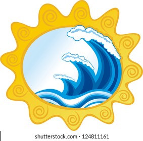 Sun sea frame vector illustration