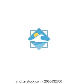 Sun and sea icon abstract design. Vector illustration