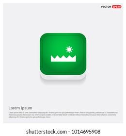 Sun and Sea Icon Green Web Button